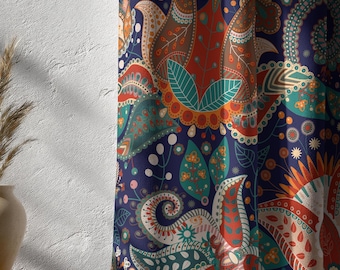 Colorful Bohemian Curtains, Floral Paisley Drapes
