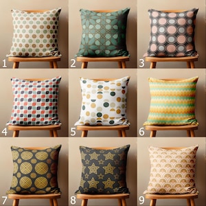70s Retro Cushion Cover, Mid Century Pillow Covers, Retro Throw Pillow Covers, MCM Pillowcases, Retro Teal Abstract Pillow Covers
