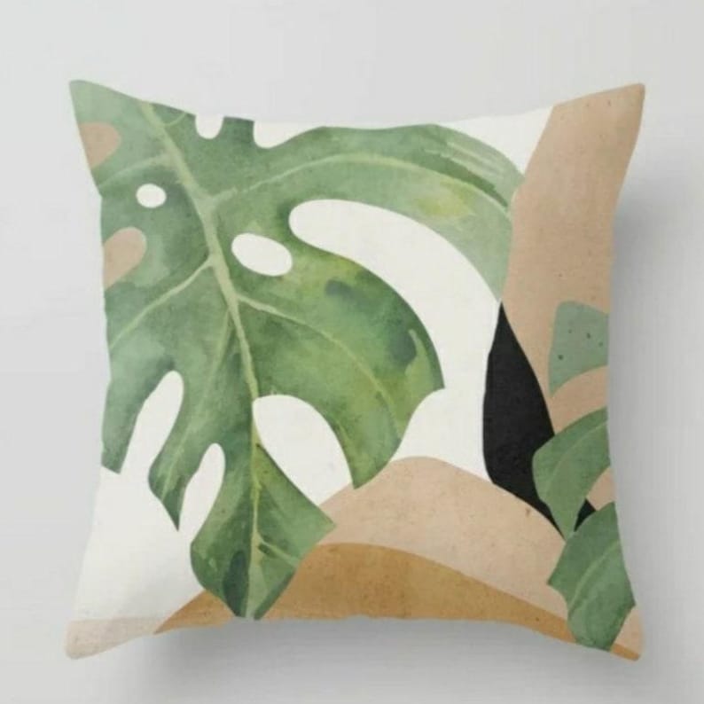 Abstract Tropical Leaf Pillows, Abstract Pillow Cover, Tropical Leaf Abstract Cushion Cover, Ideas Housewarming Gift 2