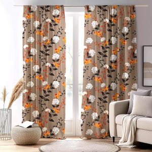 Flowers Curtains, Vintage Floral Panel Curtains, Wildflowers Curtain Panels, Modern Vintage Floral Curtains Panel, Farmhouse Floral Drapes