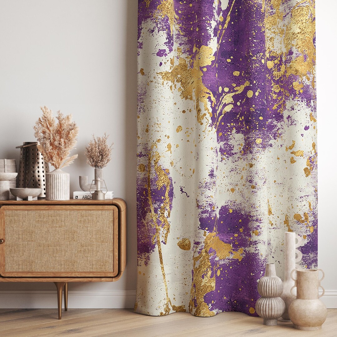 Tenda Coppia Homescapes Fantasia Azteca Viola E Oro, Modello Tribale, 66x54, Con Fodera - 5