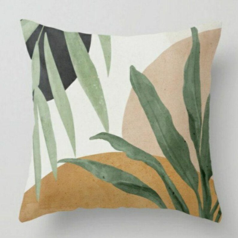 Abstract Tropical Leaf Pillows, Abstract Pillow Cover, Tropical Leaf Abstract Cushion Cover, Ideas Housewarming Gift 1