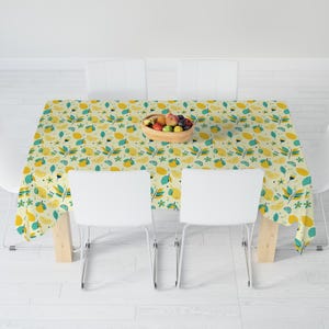 Lemon Printed Tablecloth, Yellow Summer Lemon Table Decor image 6