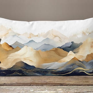Landscape Pillow Covers, Abstract Mountain Farmhouse Pillow Covers, Woodland Landscape Pillow Cover, Landscape Abstract Lumbar Pillow Cases
