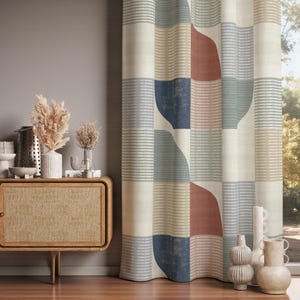 レトロな花柄カーテン、ミッドセンチュリーモダンフローラルカーテン