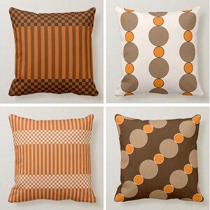 Brauner Mid Century Kissenbezug, Retro Kreise Kissenbezüge, geometrische Formen Kissenbezug, braunes Wohnkultur, dekorativer Retro Kissenbezug