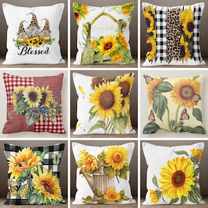 Sunflower Pillow Case, Yellow Decorative Pillow Case, Floral Pillow, Housewarming Gift, Bedding Home Decor, Summer Decor, Farmhouse Deco