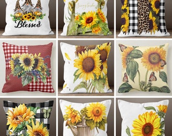 Sunflower Pillow Case, Yellow Decorative Pillow Case, Floral Pillow, Housewarming Gift, Bedding Home Decor, Summer Decor, Farmhouse Deco