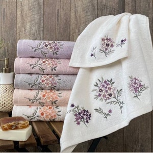 Lillis/Flower Towel/Bath/(12x20 ")- (20x35")/Bamboo/High Luxury Hand & Face Towels, Gift For Mother's Day,