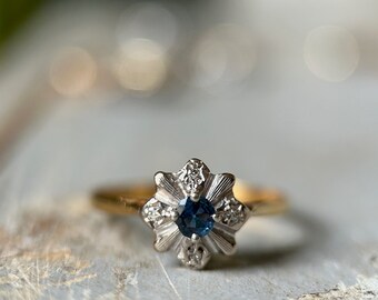 Bague vintage en or 18 carats et diamants