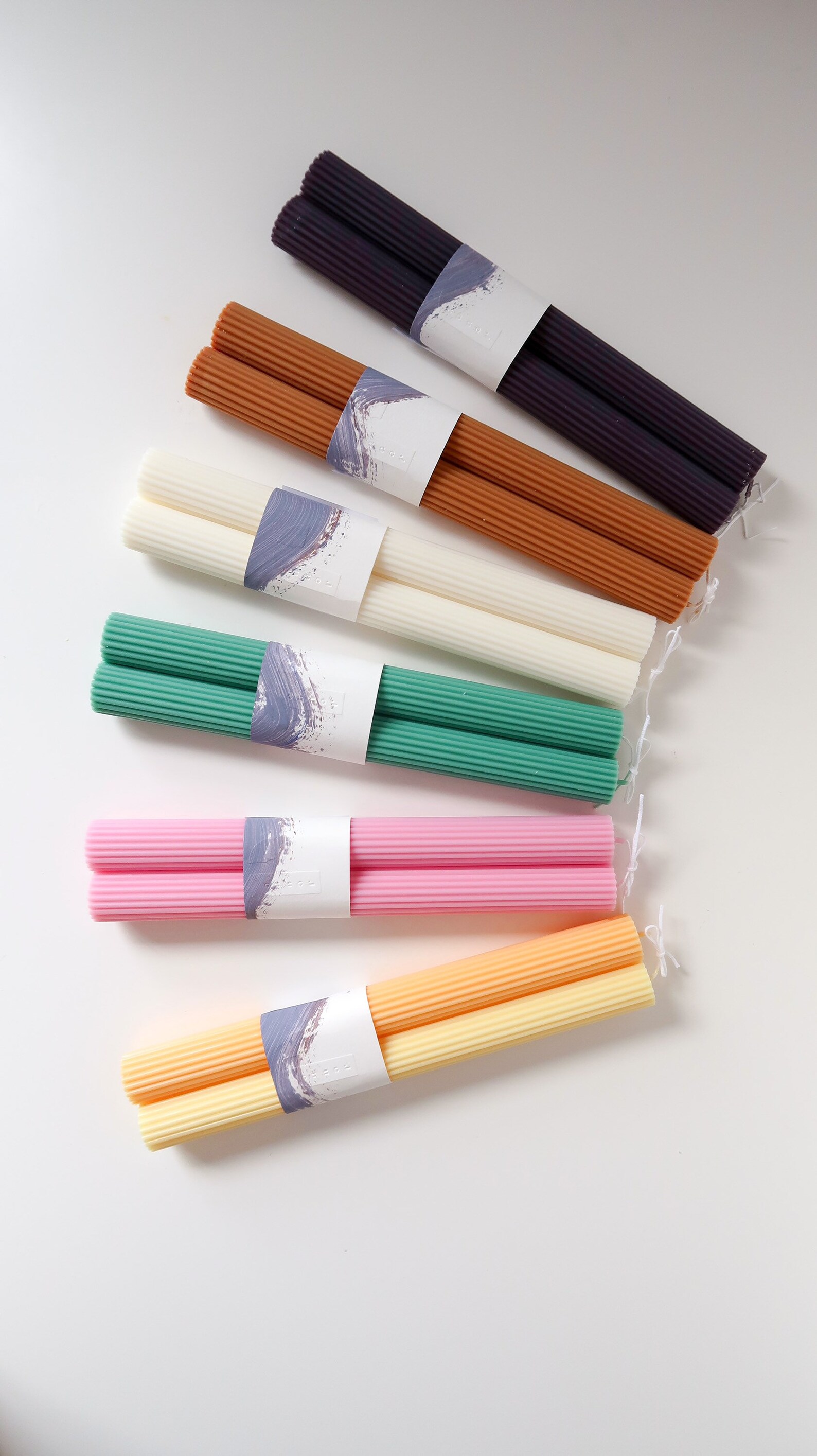 Ribbed Taper Candles Set of Two Ribbed Candlestick Set of 2 Etsy UK