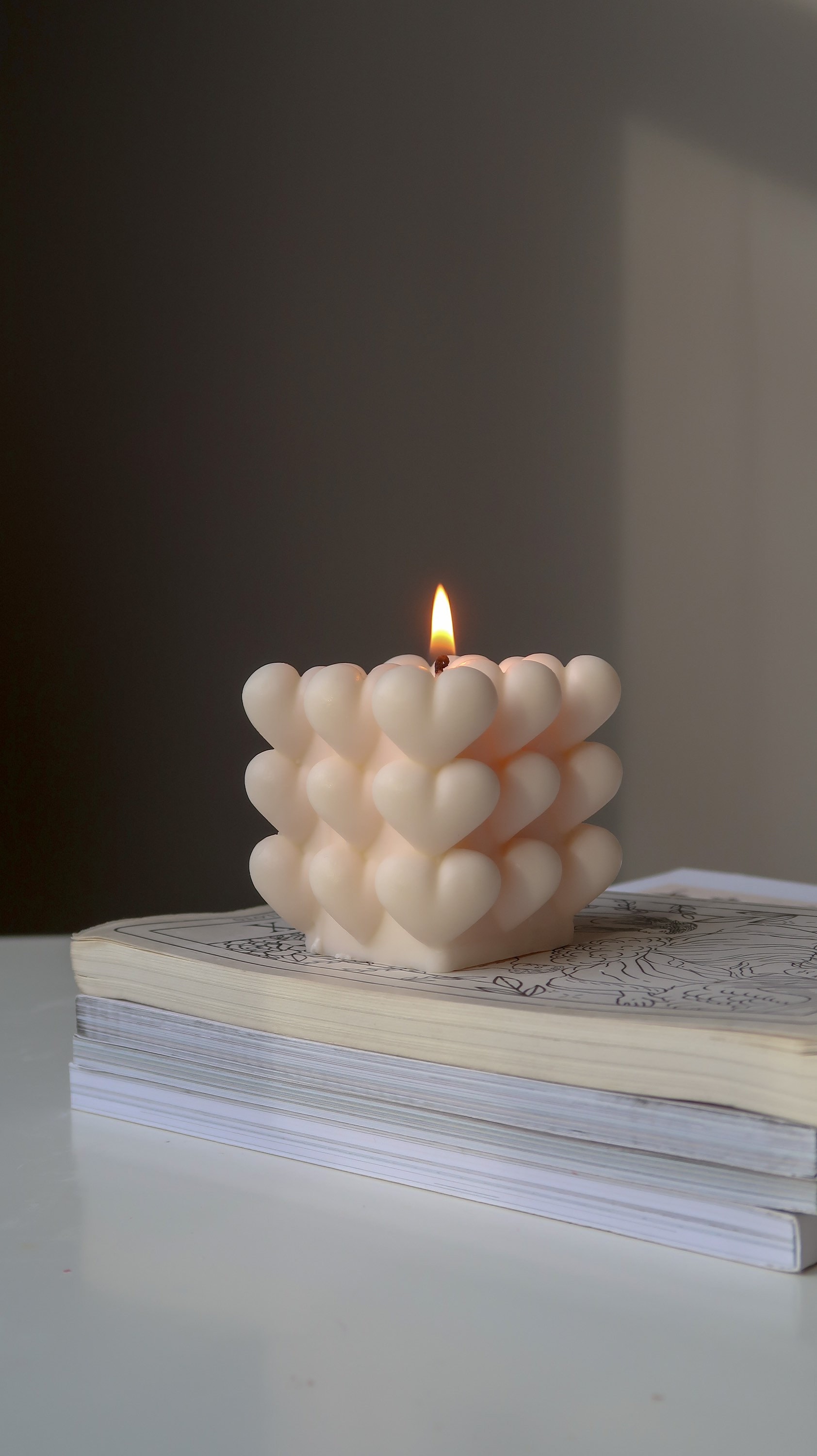Bubble Cube Heart Candle, Love Candle, Soy Wax, Gift For Her, Pillar Candles