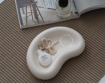 Luna Concrete Tray: Half Moon Catch-All, Scandi Home Decor