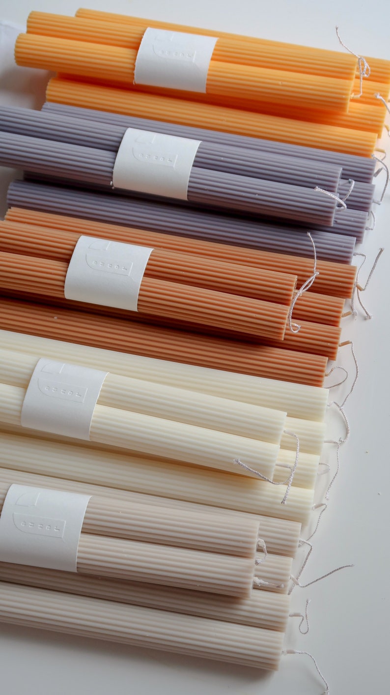 Ribbed Taper Candles Set of Two Ribbed Candlestick Set of 2 Etsy UK