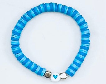 3mm Disc Beads Evil Eye Bracelet (Light Blue)