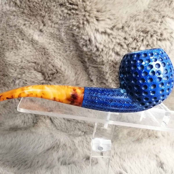 Handmade Block Meerschaum Blue Golf Ball Pipe