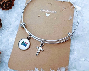 South Africa flag and cross charm bracelet, South Africa  bracelet,  Africa necklace, South African flag jewellery, South African gifts