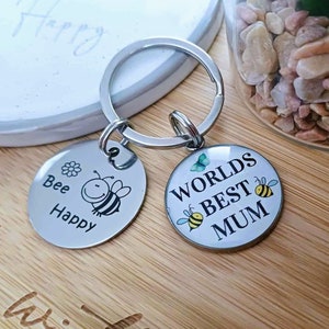 Mama und Biene glücklich Charme Charme Schlüsselanhänger, Mama Geschenke, Mama Tasche Charme Geschenke, Mama glücklich Schlüsselanhänger, Welten beste Mama Schlüsselanhänger