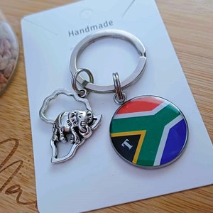 Porta-chaves sul-africano com escolha de letra, porta-chaves com charme africano. Presentes sul-africanos. África do Sul. Porta-chaves. Chaveiro África do Sul.