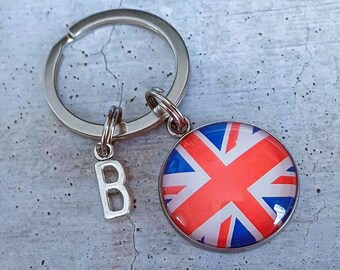 Personlig nyckelring med Union Jack-flaggan, nyckelring med Union Jack-berlock. Gåvor med Union Jack-flaggan. Union Jack. Nyckelring med Union Jack-minne.