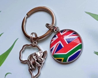 Sleutelhanger Zuid-Afrika en Union Jack, sleutelhanger vlag Union Jack en Zuid-Afrika, sleutelhanger vlag Zuid-Afrika, sleutelhanger vlag, cadeau Zuid-Afrika