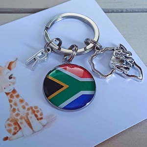 Porta-chaves sul-africano com letra personalizada, porta-chaves com charme africano. Presentes sul-africanos. África do Sul. Porta-chaves. Chaveiro África do Sul.