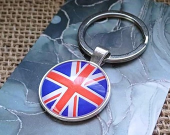 Personlig nyckelring med Union Jack-flaggan, nyckelring med Union Jack-berlock. Gåvor med Union Jack-flaggan. Union Jack. Nyckelring med Union Jack-minne.