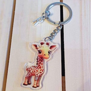 Chaveiro de girafa, chaveiro de girafa de acrílico, chaveiro de girafa, presentes sul-africanos, chaveiros sul-africanos, chaveiros africanos, carta personalizada