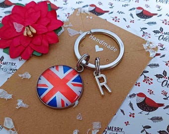 Personlig nyckelring med Union Jack-flaggan, nyckelring med Union Jack-berlock. Gåvor med Union Jack-flaggan. Union Jack. Nyckelring med Union Jack-minne.