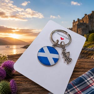 Scotland keyring with Scotland flag and Scotland map charm handmade, Scotland keyring gifts, Scotland keyring, Scotland keychains, Scotland