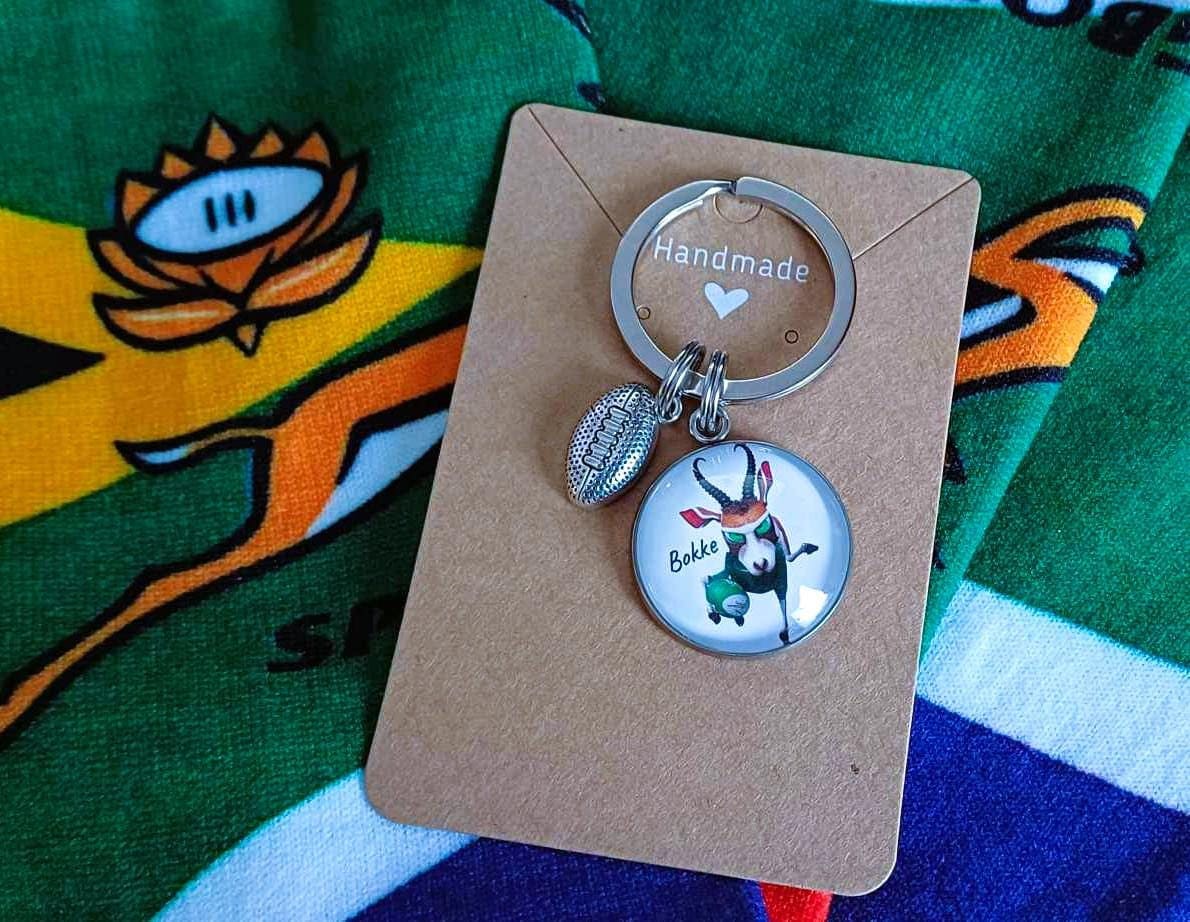 Springboks Key Ring Bokke Keyring, Bokke Keychain, Bokke South African Rugby Keyring ...