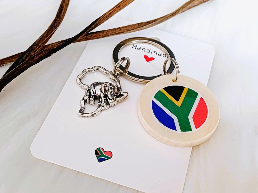 South African Keyring South Africa Flag Keyring Elephant Bag Etsy