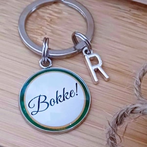 Chaveiro Bokke, chaveiro Bokke, chaveiro de rugby sul-africano Bokke, chaveiro Springboks, rugby sul-africano, adicione pingente de letra personalizado