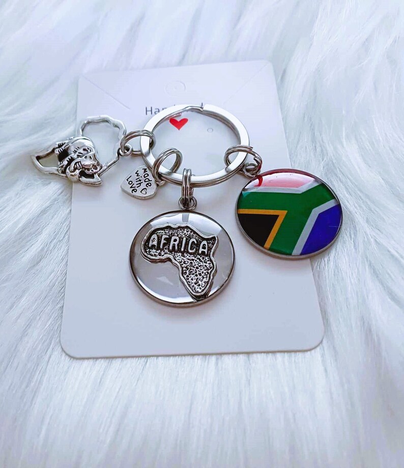 South African Keyring, South Africa Flag Keyring, Elephant Bag Charm