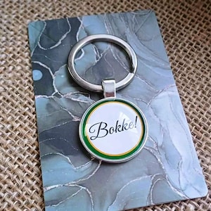 Chaveiro Bokke, chaveiro Bokke, chaveiro de rugby sul-africano Bokke, chaveiro Springboks, rugby sul-africano, adicione pingente de letra personalizado
