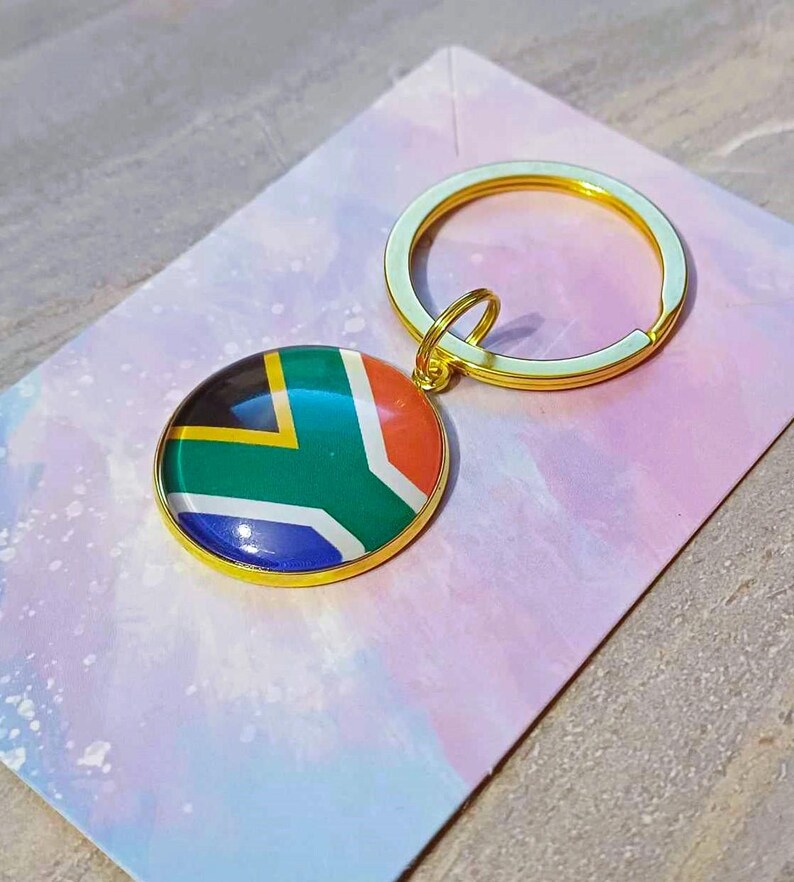 South African Flag Keyring, South African Flag Domed Keyring, South ...