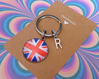 Personlig nyckelring med Union Jack-flaggan, nyckelring med Union Jack-berlock. Gåvor med Union Jack-flaggan. Union Jack. Nyckelring med Union Jack-minne.