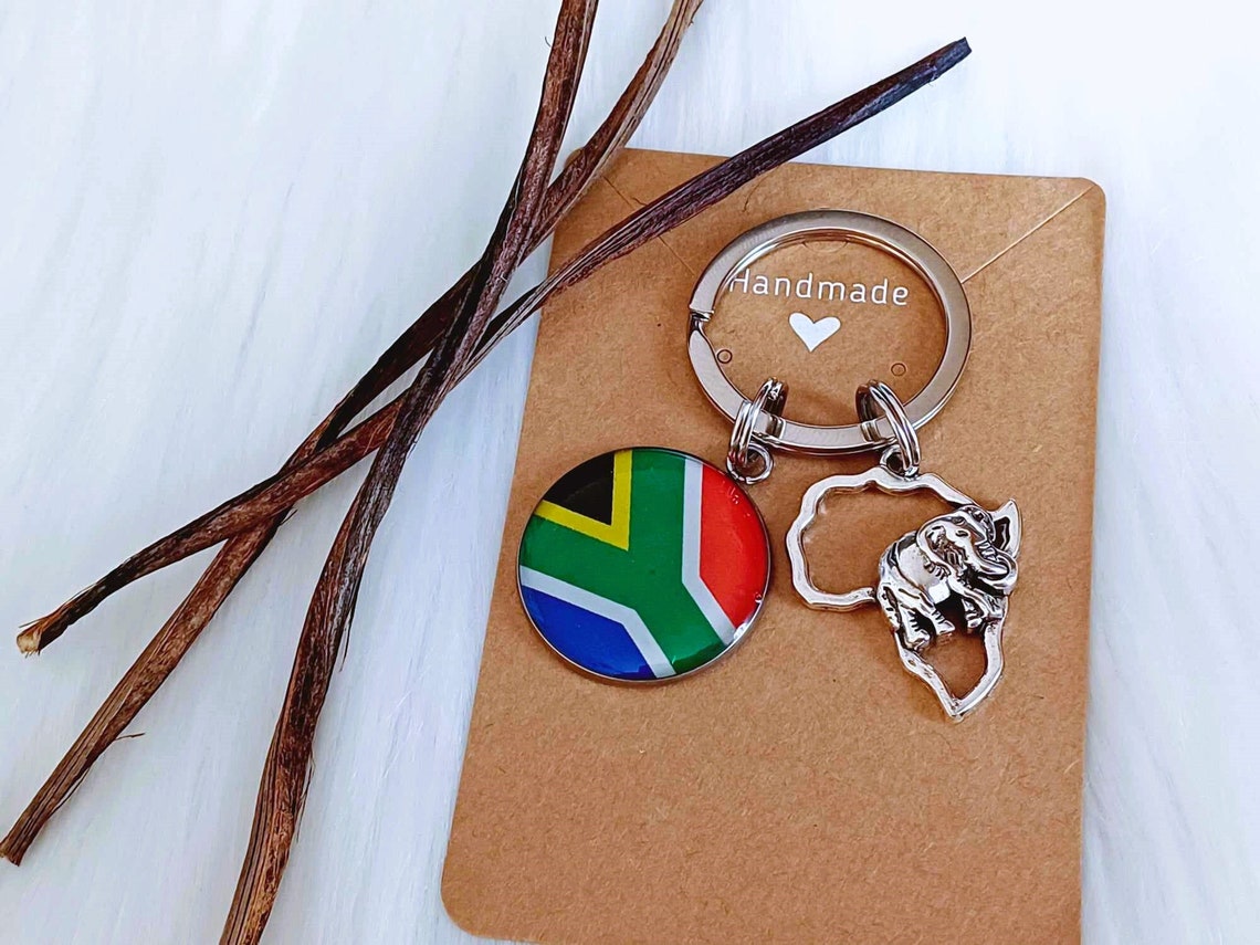 South African Keyring South Africa Flag Keyring Elephant Bag Etsy