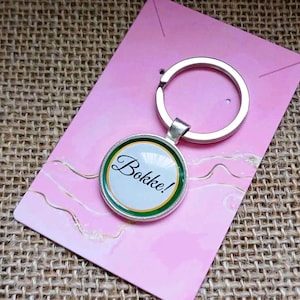 Chaveiro Bokke, chaveiro Bokke, chaveiro de rugby sul-africano Bokke, chaveiro Springboks, rugby sul-africano, adicione pingente de letra personalizado