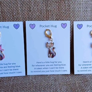 Dije para bolso Pocket Hug Cat: muestra de amor de gato, regalo del día de San Valentín, un recuerdo sincero, un recuerdo, un afecto preciado