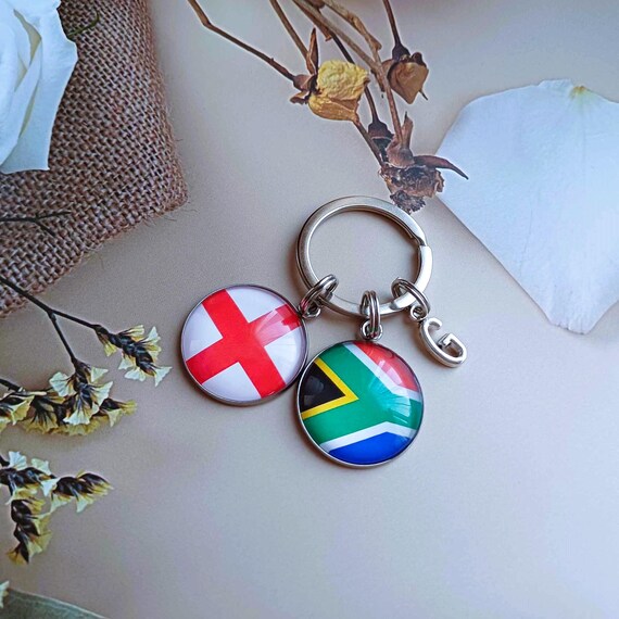 Schlüsselanhänger Südafrika – Gestickte Flagge, Größe Ca. 3 X 9,5 Cm, Mit Metallring