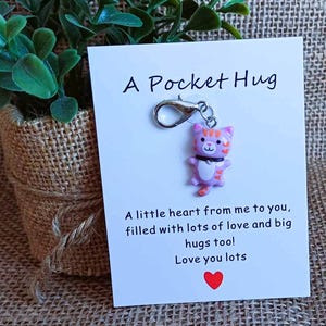 Charm de gato con abrazo de bolsillo: muestra de amor de gato, regalo del día de San Valentín, un recuerdo sincero, un afecto preciado