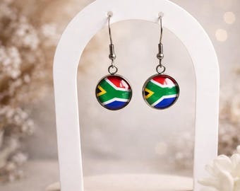 South Africa flag earrings, South Africa  earrings,  earrings, Africa earrings, resin jewellery, South Africa accessories, SA rugby earrings