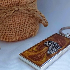 Handmade Africa map large keyrings, handmade Africa keyrings, strong sturdy handmade keyrings,  Africa map gifts, South Africa gifts