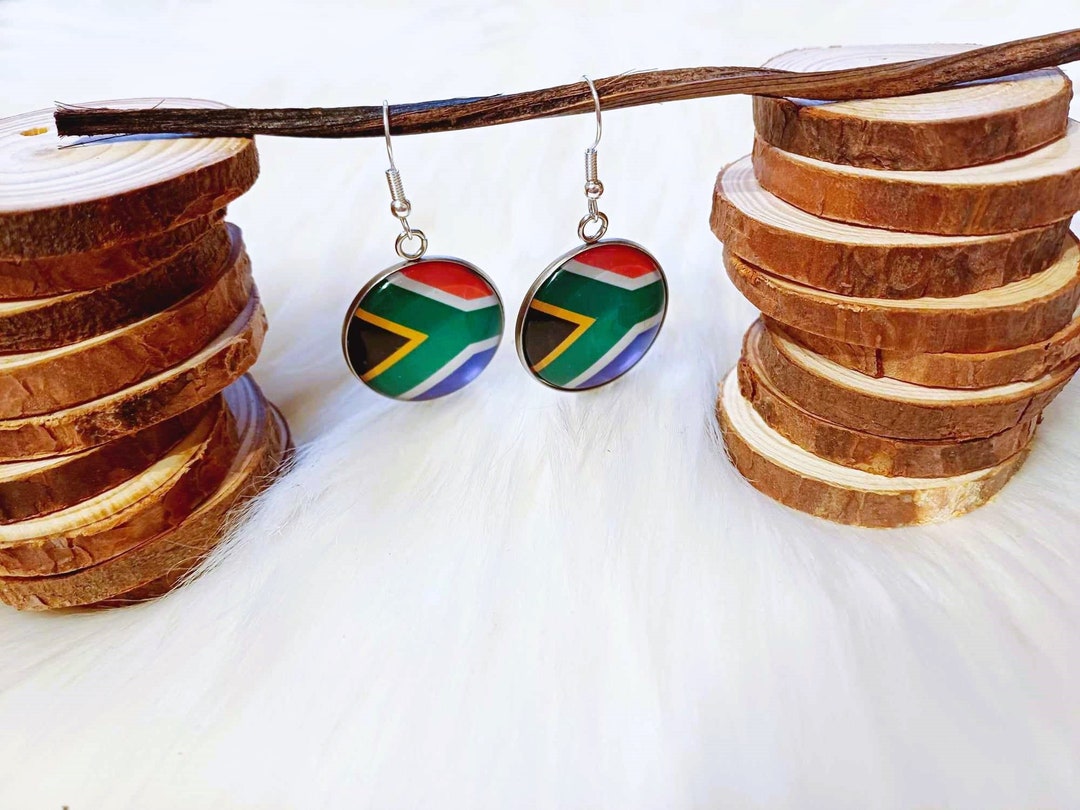 South Africa Flag Earrings South Africa Earrings Earrings Etsy