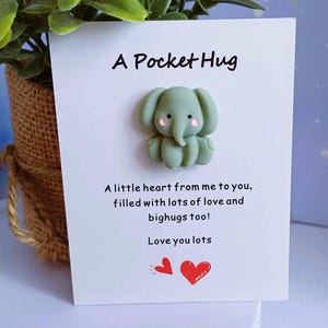 Dije de elefante para abrazo de bolsillo, regalo contra el estrés, abrazo de bolsillo, regalo para ella, regalo para él, regalo de preocupación, regalo pequeño, regalo de amistad, regalos de abrazo de bolsillo.