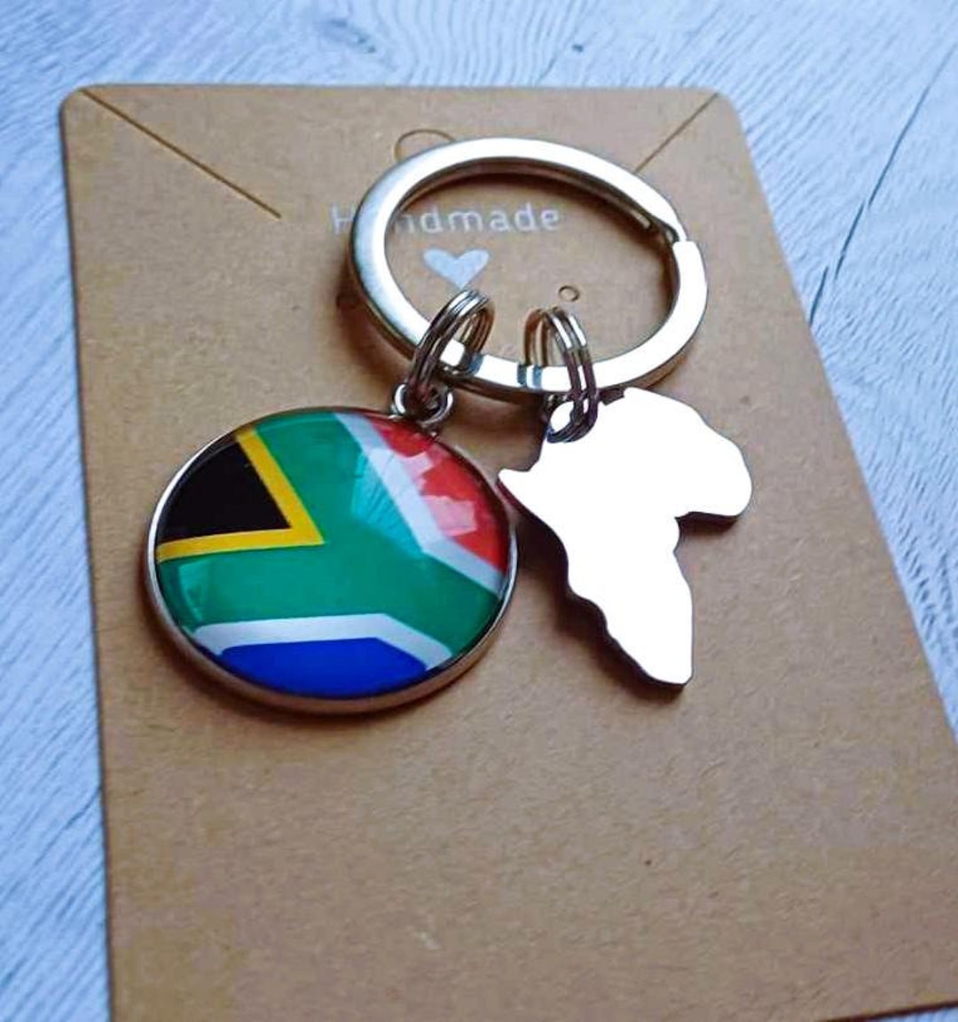 South African Keyring, South Africa Flag Keyring, Africa Map Bag Charm ...