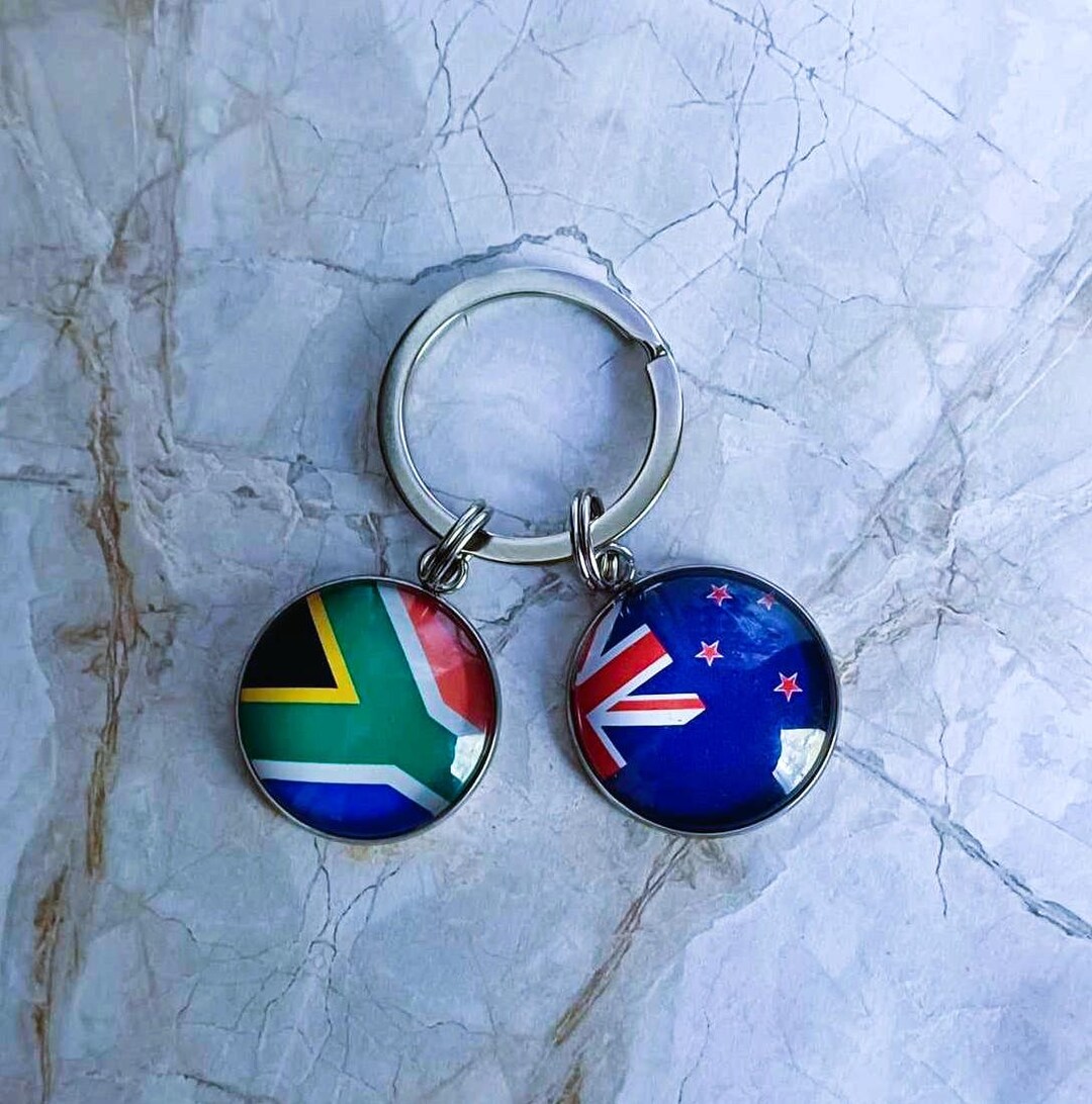 New Zealand Flag and South Africa Flag Keyring, South Africa Keyring ...