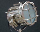 Vintage Nautical Floor Chrome Spotlight Search Light Tripod Lamp studio decor