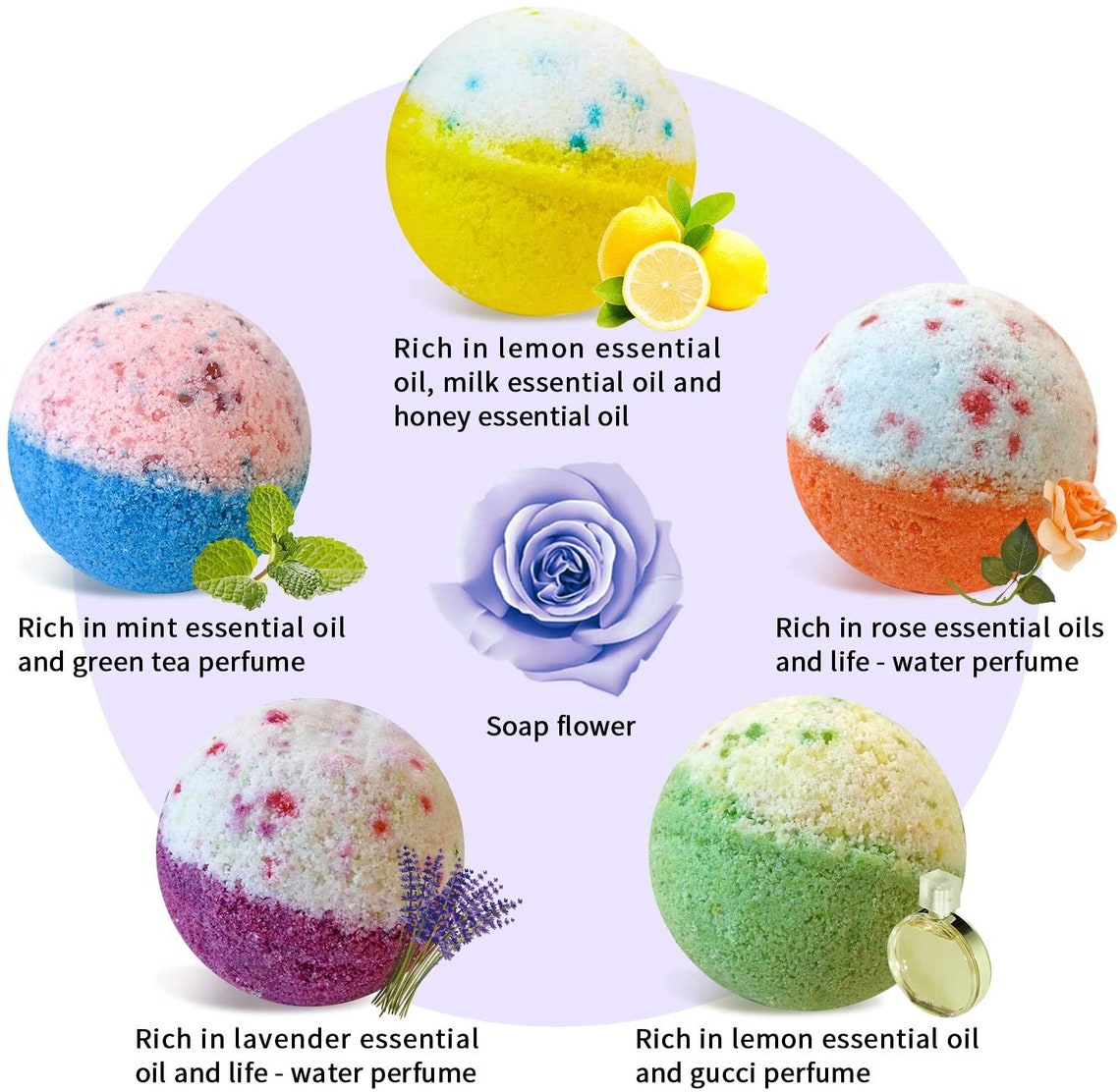 Bath Bombs Gift Set 100 Handmade Pure Essential Oil Bath Etsy